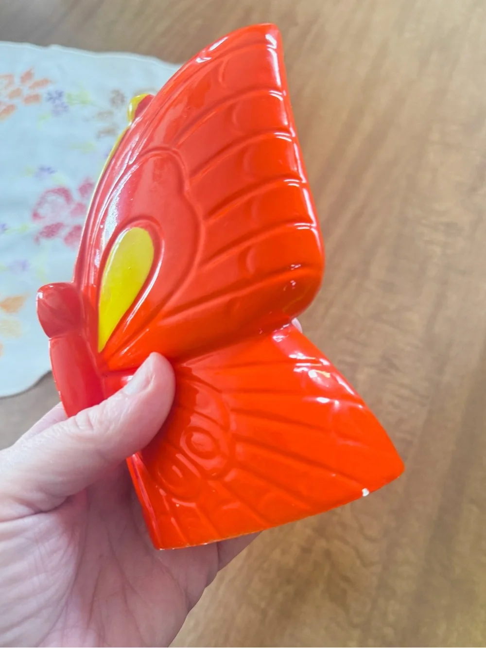 Vintage Rare Red Butterfly Ceramic Salt and Pepper Shakers